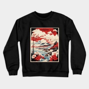 Kanagawa Japan Travel Vintage Tourism Poster Crewneck Sweatshirt